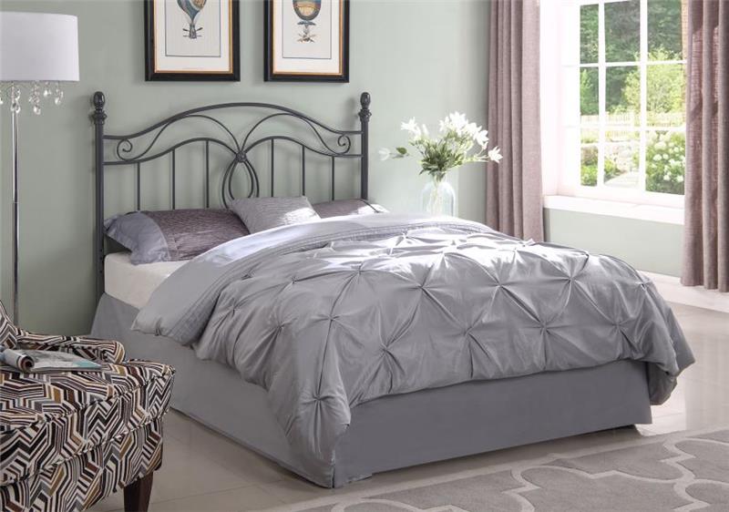 Evan Queen / Full Scroll Metal Headboard Dark Grey (300197Q)