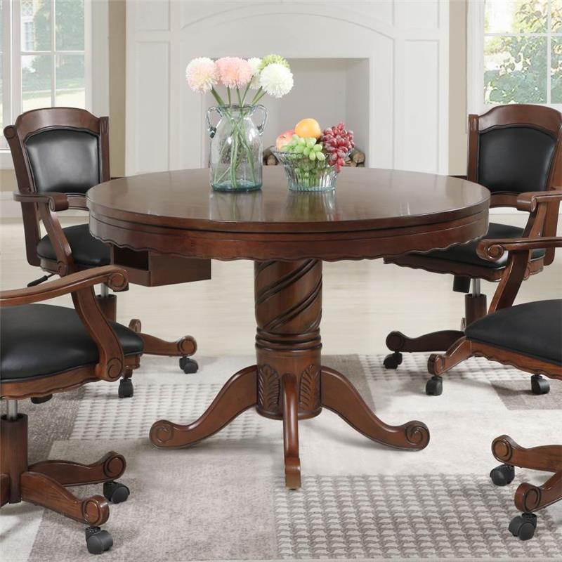 Turk 3-in-1 Round Pedestal Game Table Tobacco (100871)