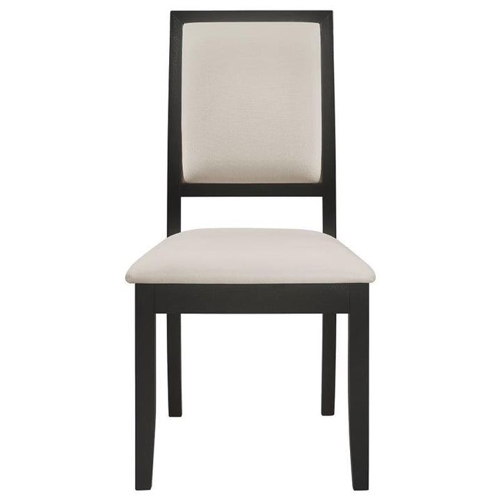 Louise Upholstered Dining Side Chairs Black and Cream (Set of 2) (101562)