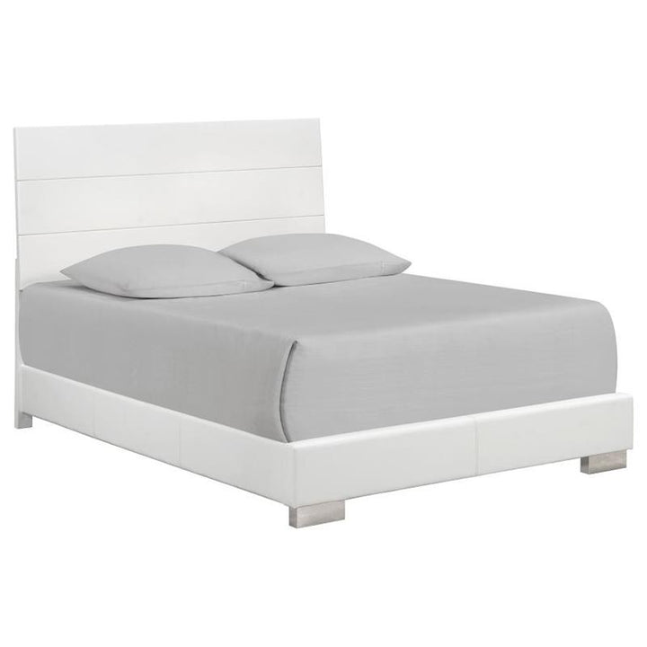 Felicity Eastern King Panel Bed Glossy White (203501KE)