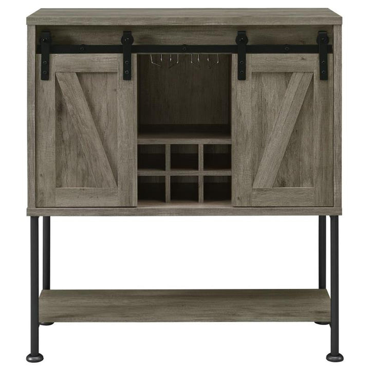 Claremont Sliding Door Bar Cabinet with Lower Shelf Grey Driftwood (183038)