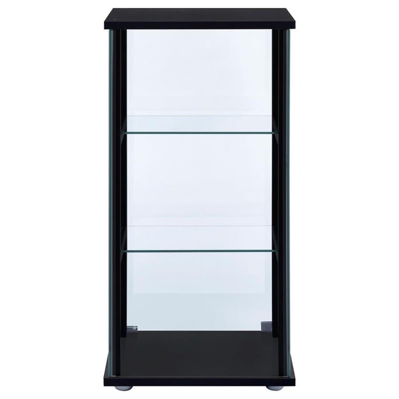 Cyclamen 3-shelf Glass Curio Cabinet Black and Clear (950179)