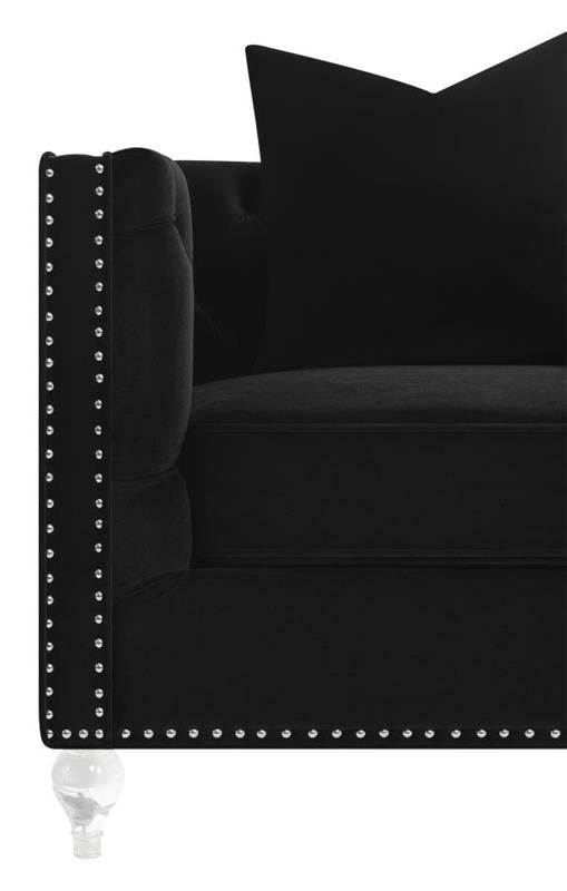 Delilah Upholstered Tufted Tuxedo Arm Sofa Black (509361)