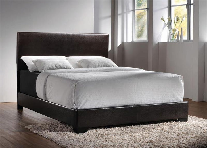 Conner California King Upholstered Panel Bed Dark Brown (300261KW)