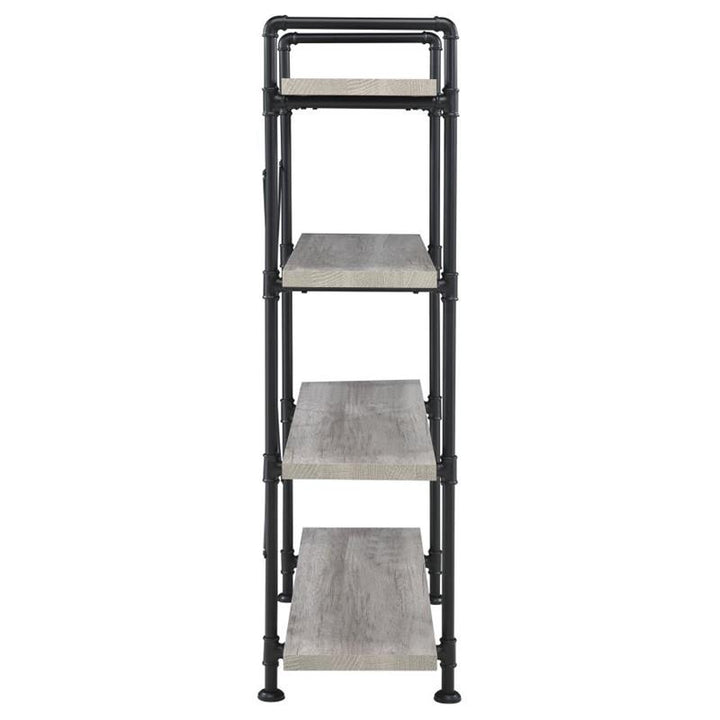 Delray 4-tier Open Shelving Bookcase Grey Driftwood and Black (804406)