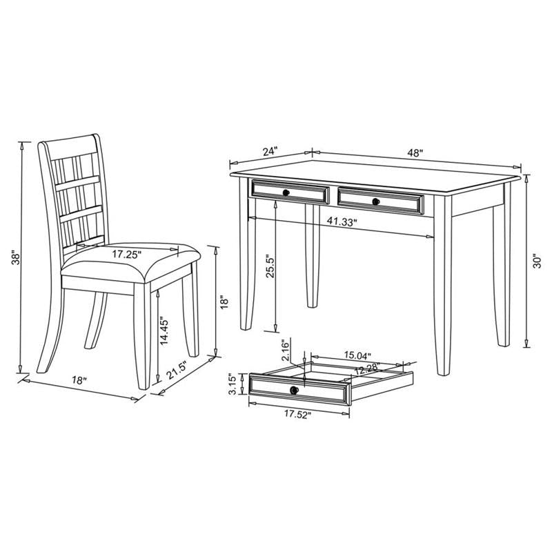 Newton 2-piece Writing Desk Set Dark Amber and Tan (800780)