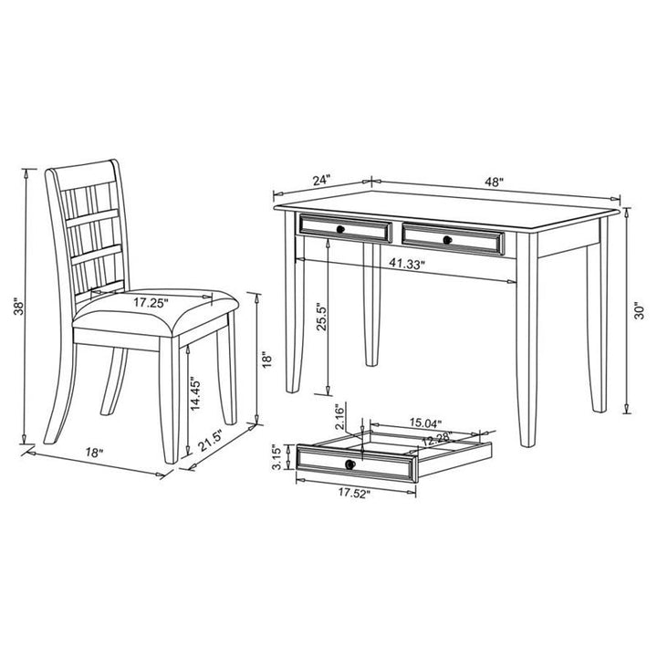 Newton 2-piece Writing Desk Set Dark Amber and Tan (800780)