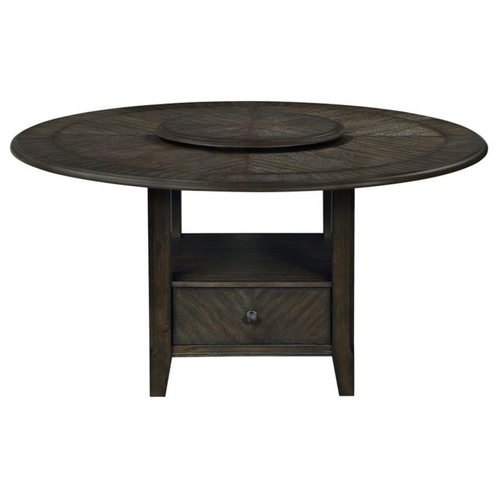 Twyla Round Dining Table with Removable Lazy Susan Dark Cocoa (115101)