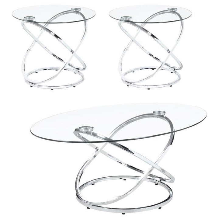 Warren 3-piece Occasional Set Chrome and Clear (722373)