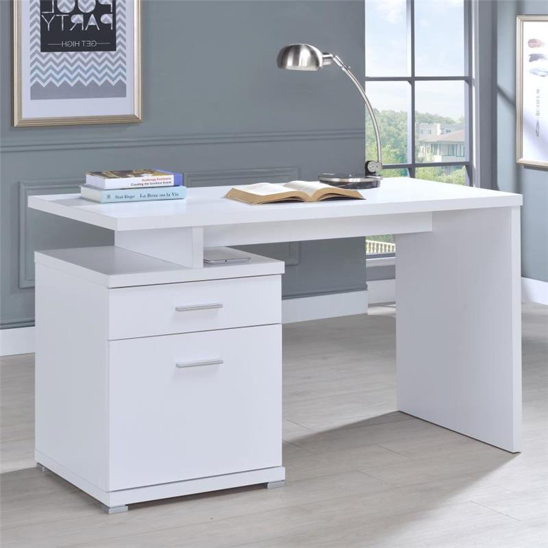 Irving 2-drawer Office Desk with Cabinet White (800110)