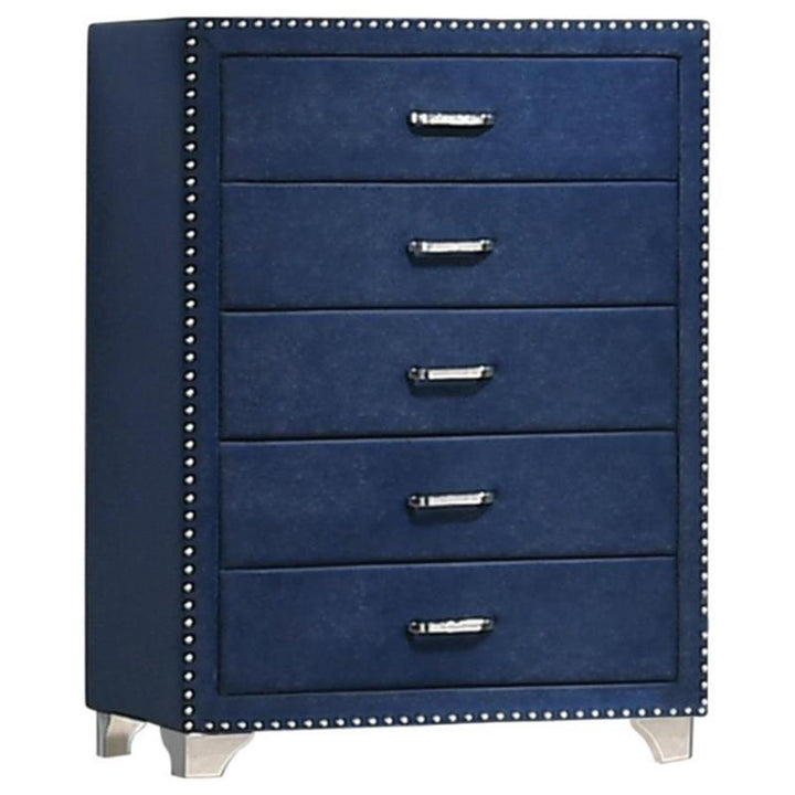 Melody 5-drawer Upholstered Chest Pacific Blue (223375)