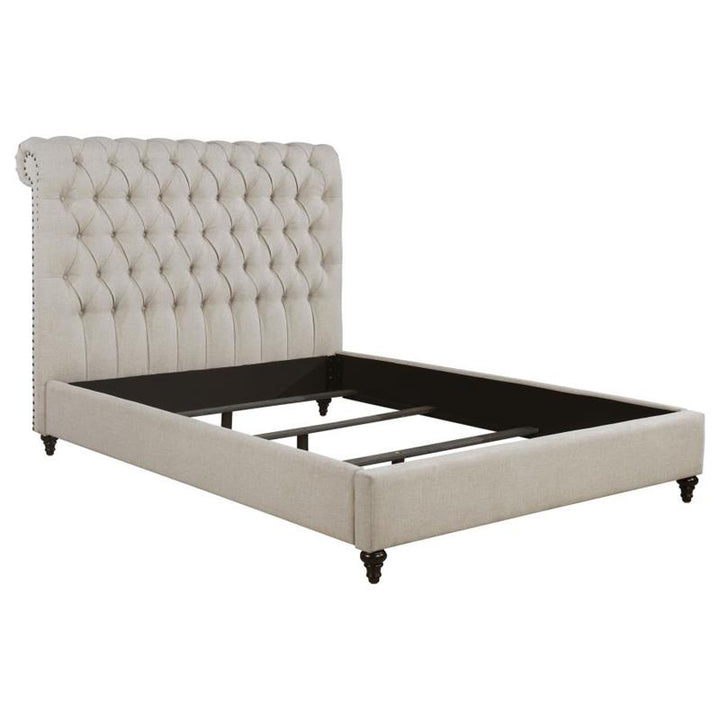 Devon Tufted Upholstered California King Bed Beige (300525KW)