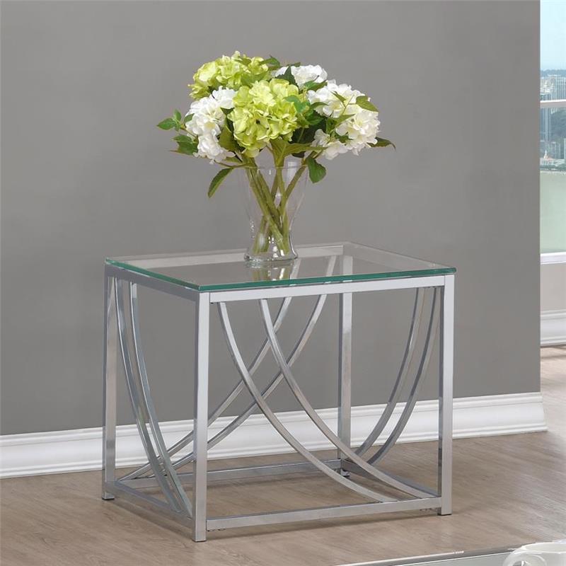 Lille Glass Top Square End Table Accents Chrome (720497)