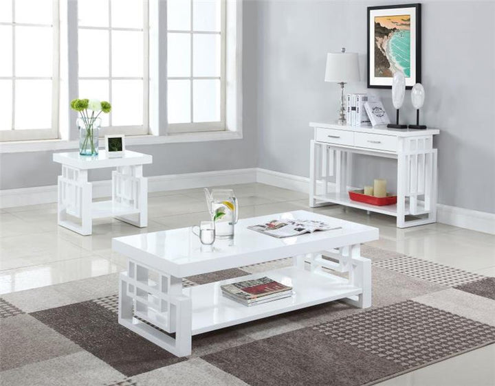 Schmitt Rectangular 2-drawer Sofa Table High Glossy White (705709)