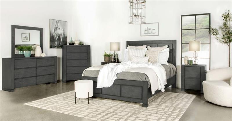 Lorenzo Rectangular Panel Bed Dark Grey (224261Q)