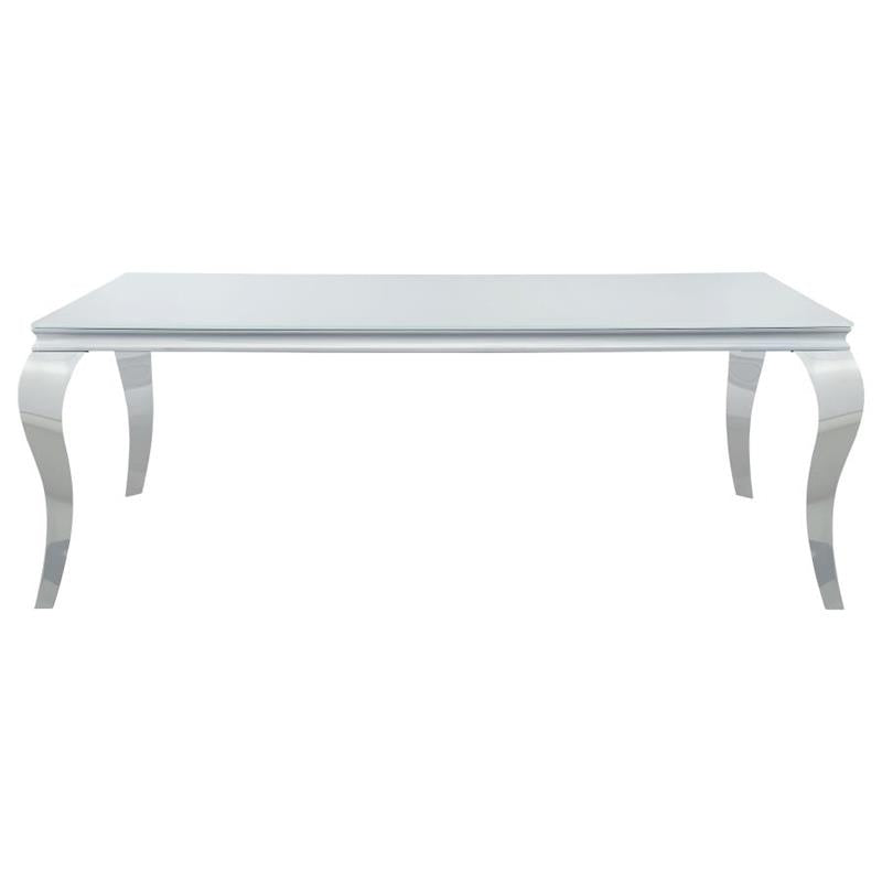Carone Rectangular Glass Top Dining Table White and Chrome (115081)