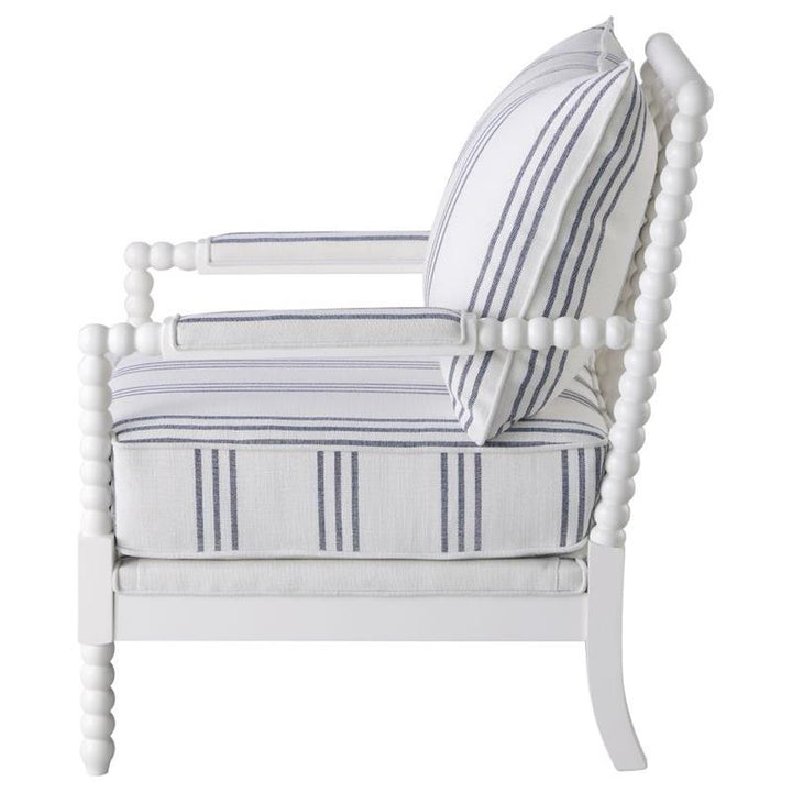 Blanchett Upholstered Accent Chair with Spindle Accent White and Navy (903835)