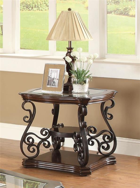 Laney End Table Deep Merlot and Clear (702447)