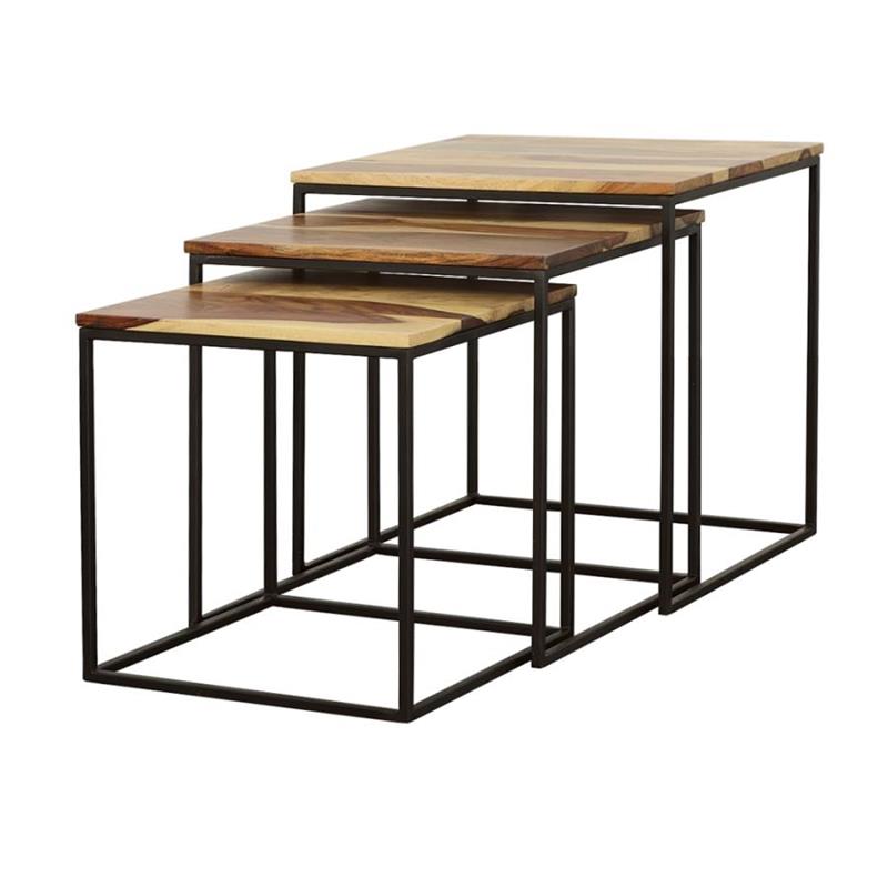 Belcourt 3-piece Square Nesting Tables Natural and Black (931182)