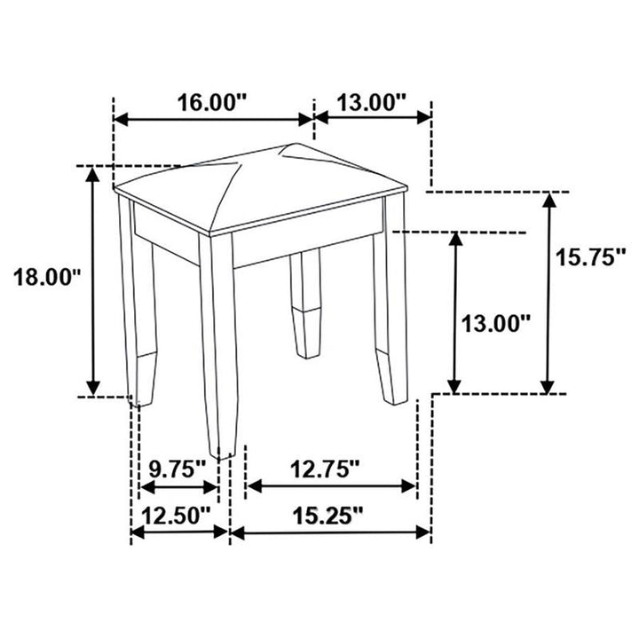 Felicity Upholstered Vanity Stool Metallic and Glossy White (203507STL)