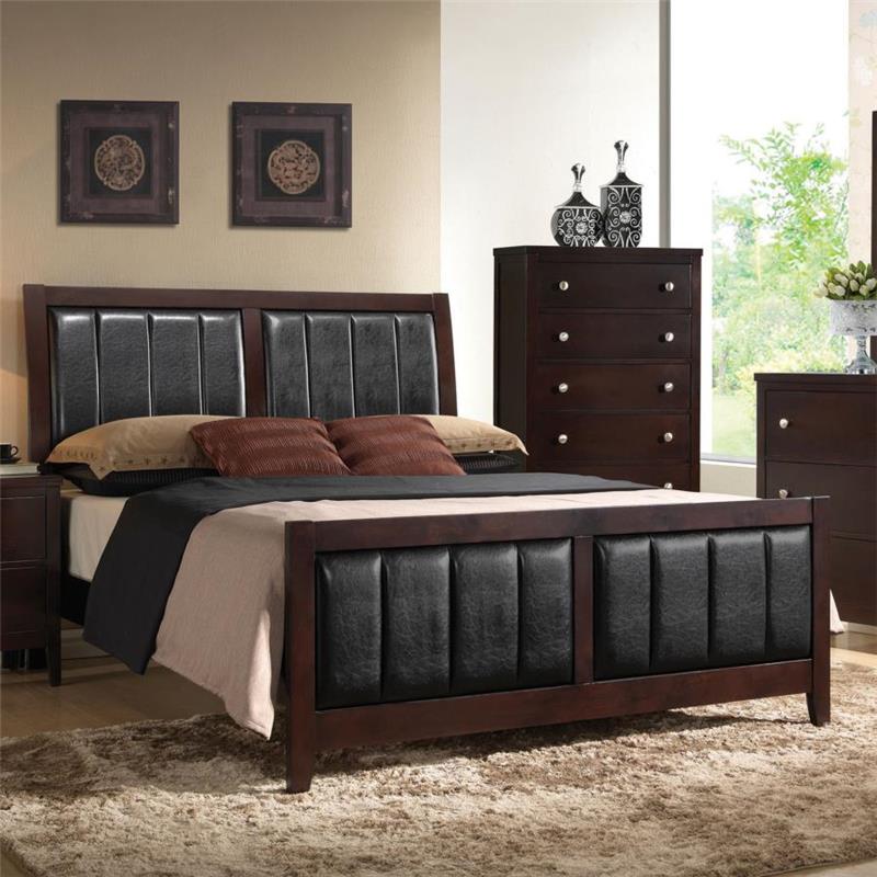 Carlton Queen Upholstered Bed Cappuccino and Black (202091Q)