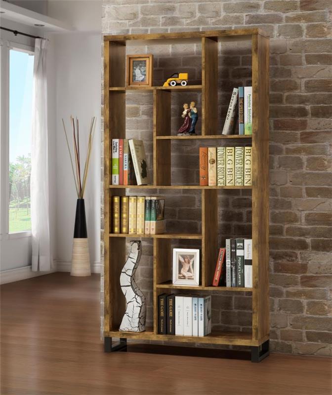 Delwin 10-shelf Bookcase Antique Nutmeg (801236)