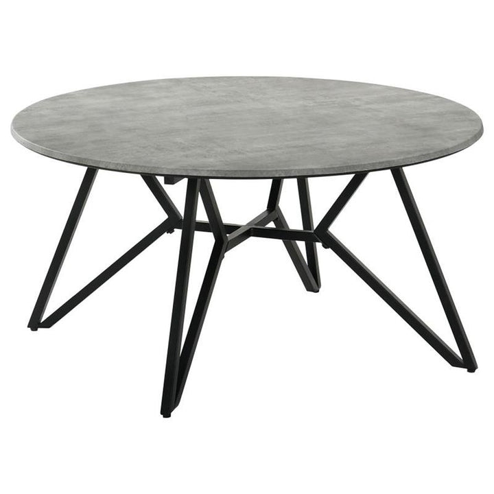 Hadi Round Coffee Table with Hairpin Legs Cement and Gunmetal (736178)