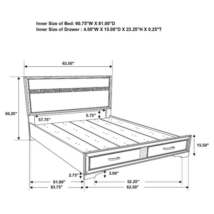 Miranda Platform Storage Bedroom Set (206361Q-S4)