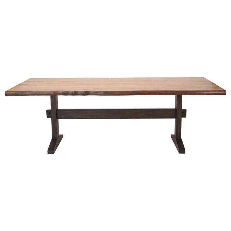 Bexley Live Edge Trestle Dining Table Natural Honey and Espresso (110331)
