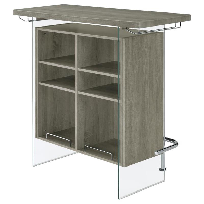 Acosta Rectangular Bar Unit with Footrest and Glass Side Panels (182631)