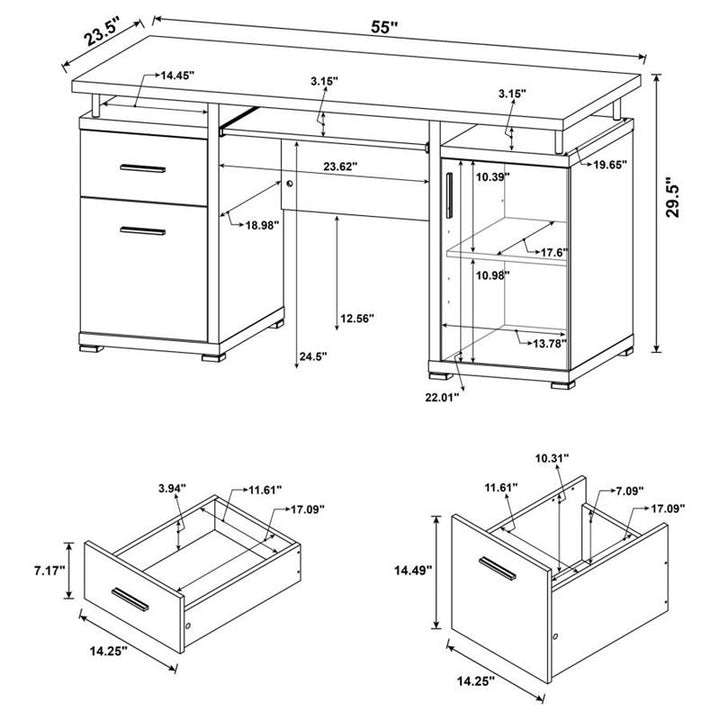 Tracy 2-drawer Computer Desk Cappuccino (800107)