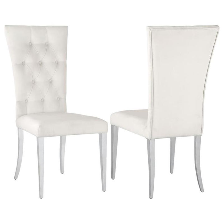 Kerwin Tufted Upholstered Side Chair (Set of 2) White and Chrome (111102)