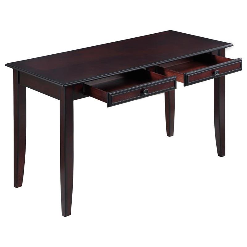 Newton 2-piece Writing Desk Set Dark Amber and Tan (800780)