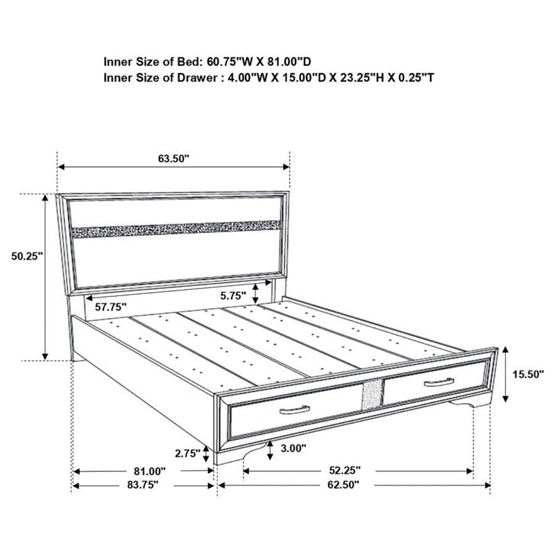 Miranda Queen 2-drawer Storage Bed White (205111Q)