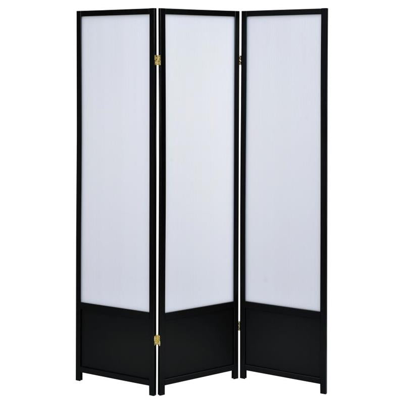 Calix 3-panel Folding Floor Screen Translucent and Black (900120)