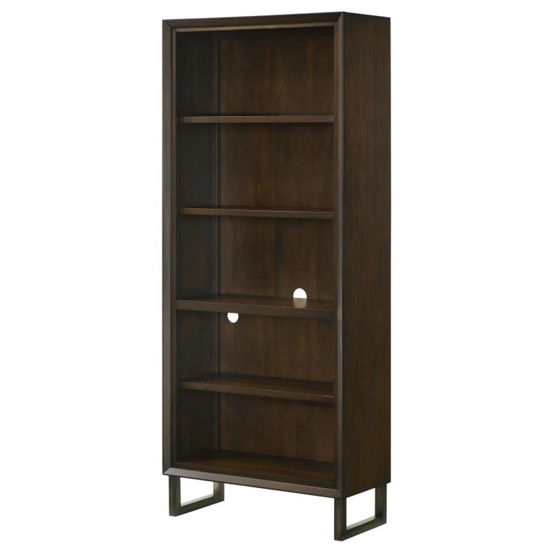 Marshall 4-shelf Bookcase Dark Walnut and Gunmetal (881295)