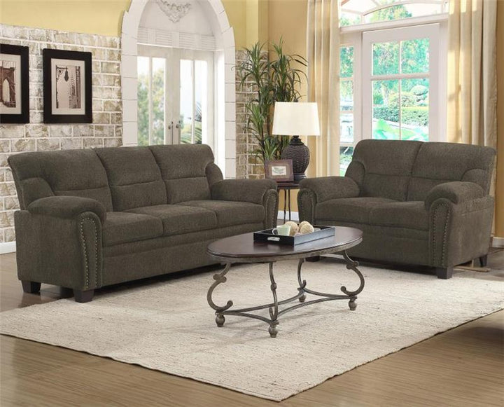 Clementine Upholstered Pillow Top Arm Living Room Set (506571-S2)