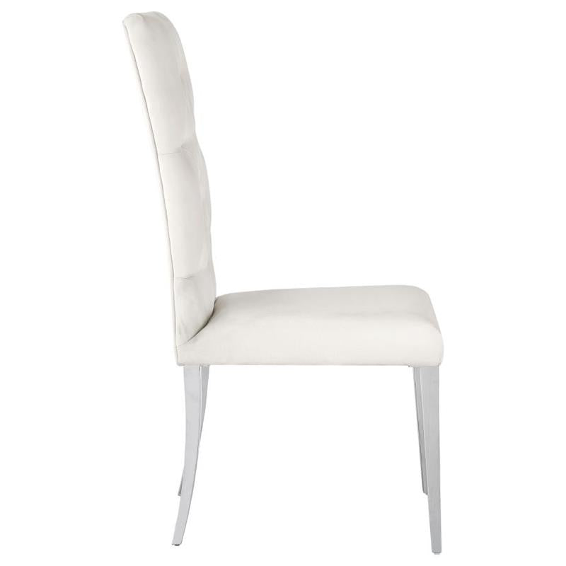 Kerwin Tufted Upholstered Side Chair (Set of 2) White and Chrome (111102)