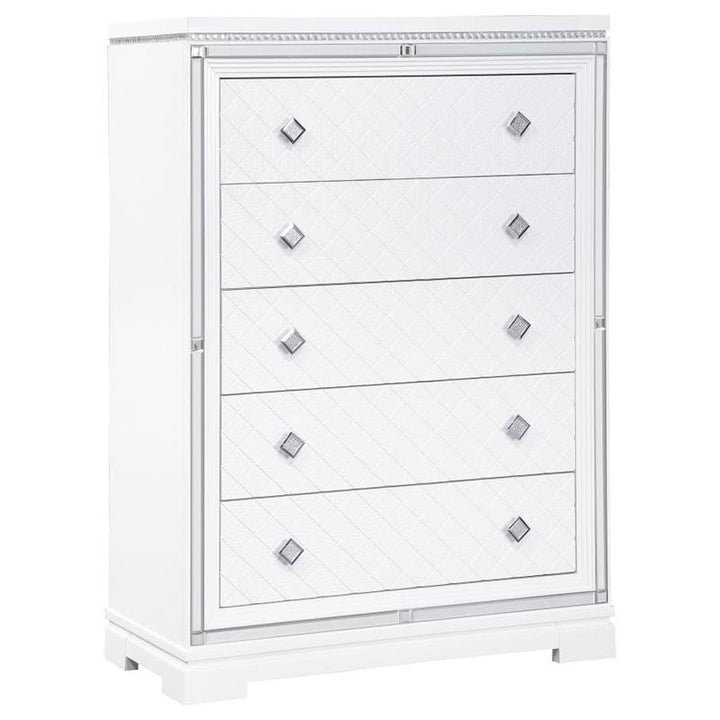 Eleanor Upholstered Tufted Bedroom Set White (223561Q-S5)