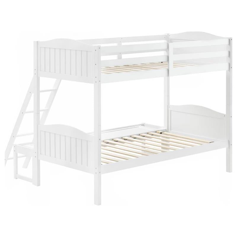 Arlo Twin Over Full Bunk Bed with Ladder White (405054WHT)