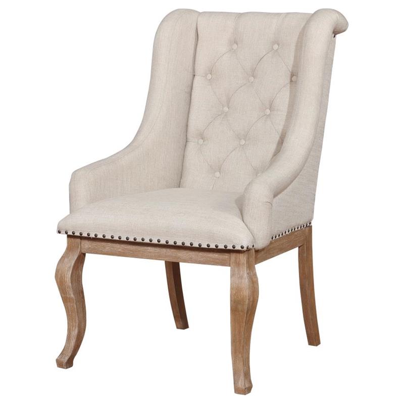 Brockway Tufted Arm Chairs Cream and Barley Brown (Set of 2) (110293)