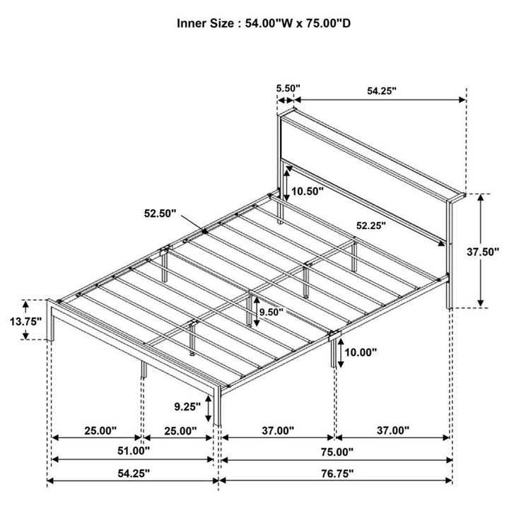 Ricky Full Platform Bed Light Oak and Black (302144F)