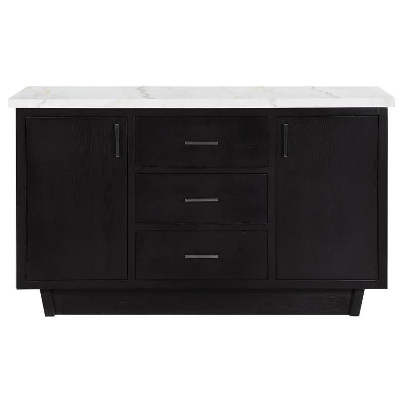 Sherry 3-drawer Marble Top Dining Sideboard Server White and Rustic Espresso (115515)