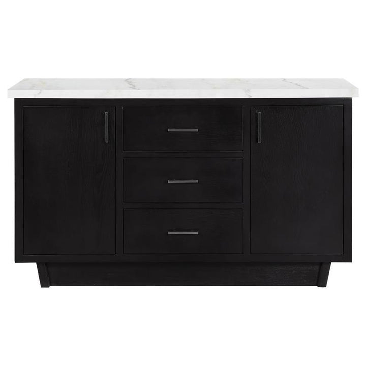 Sherry 3-drawer Marble Top Dining Sideboard Server White and Rustic Espresso (115515)