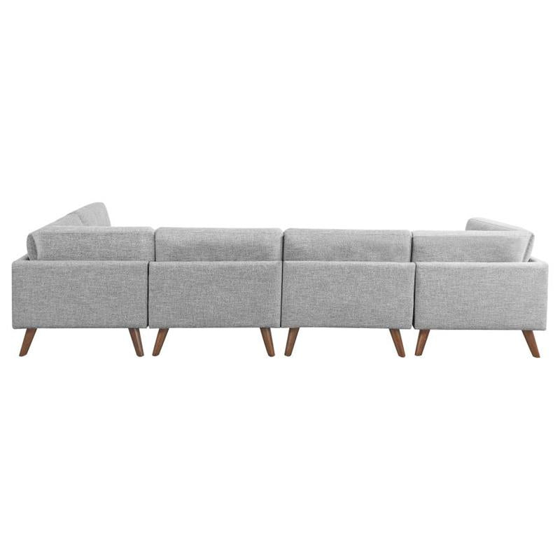 Churchill 6-piece Upholstered Modular Tufted Sectional Grey and Walnut (551301-SET)