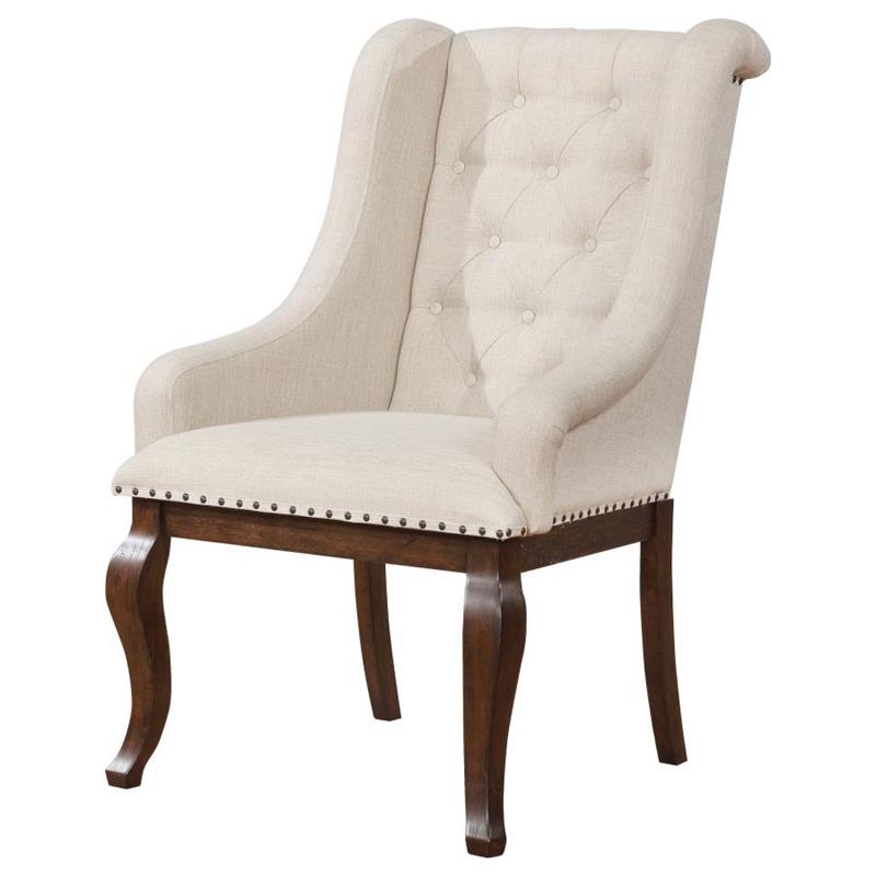 Brockway Tufted Arm Chairs Cream and Antique Java (Set of 2) (110313)