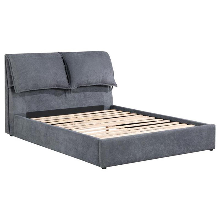 Laurel Upholstered Eastern King Platform Bed with Pillow Headboard Charcoal Grey (306041KE)