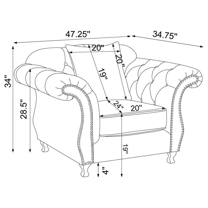 Frostine Button Tufted Chair Silver (551163)