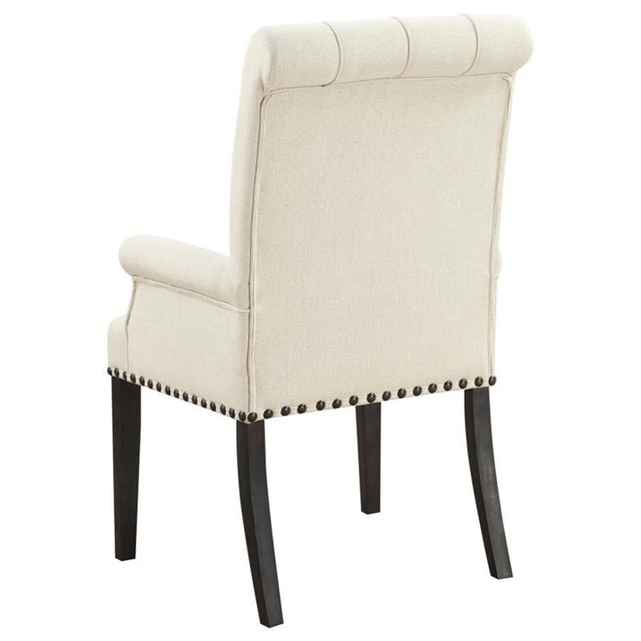 Alana Upholstered Arm Chair Beige and Smokey Black (107283)