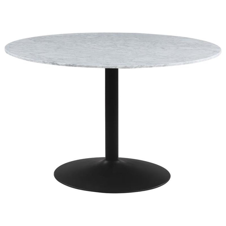 Bartole Round Dining Table White and Matte Black (108020)